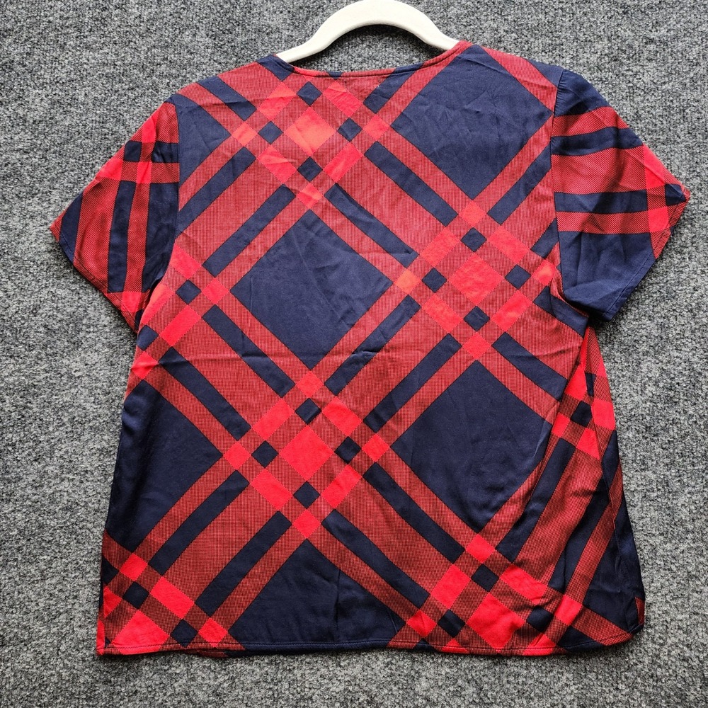 NWT Aerie Plaid Tie Front Short Sleeve Sleepwear Lounge Top Women's Small - Picture 8 of 8